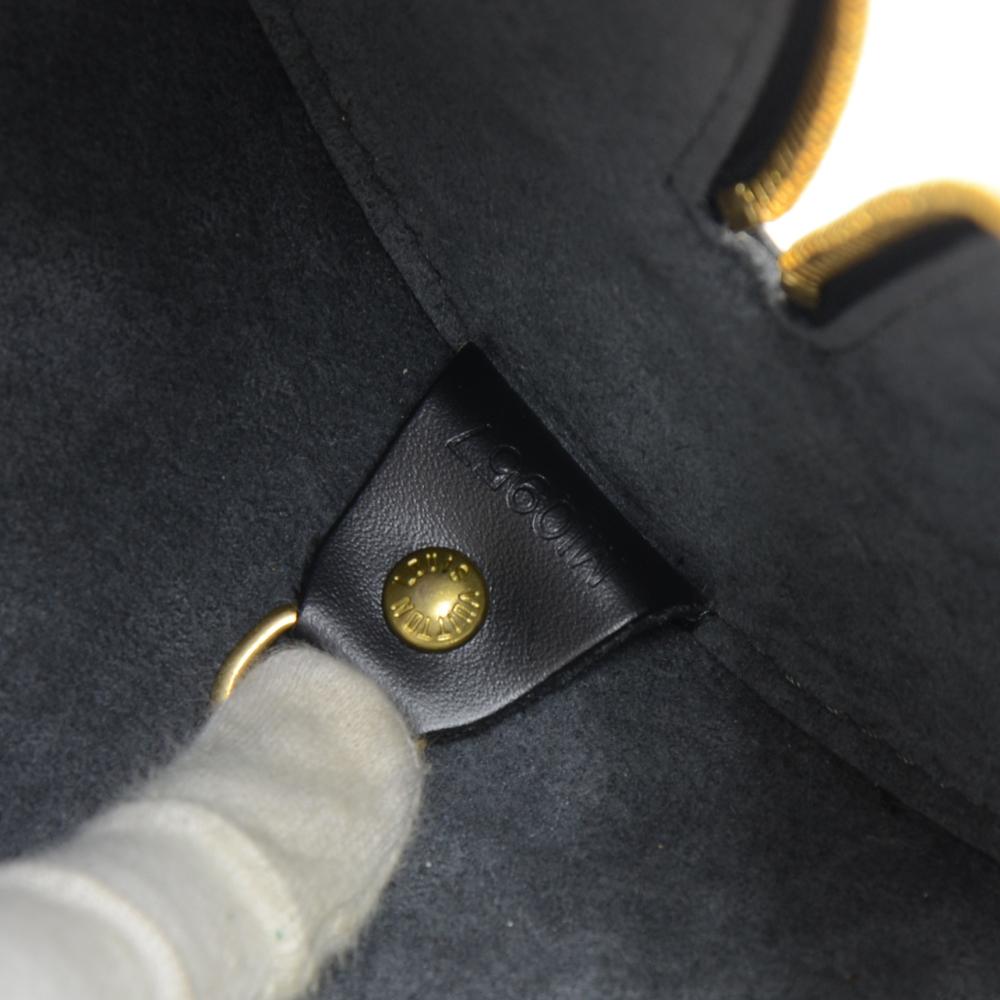 Vintage Louis Vuitton Soufflot Black Epi Leather Hand Bag + Pouch For Sale 5
