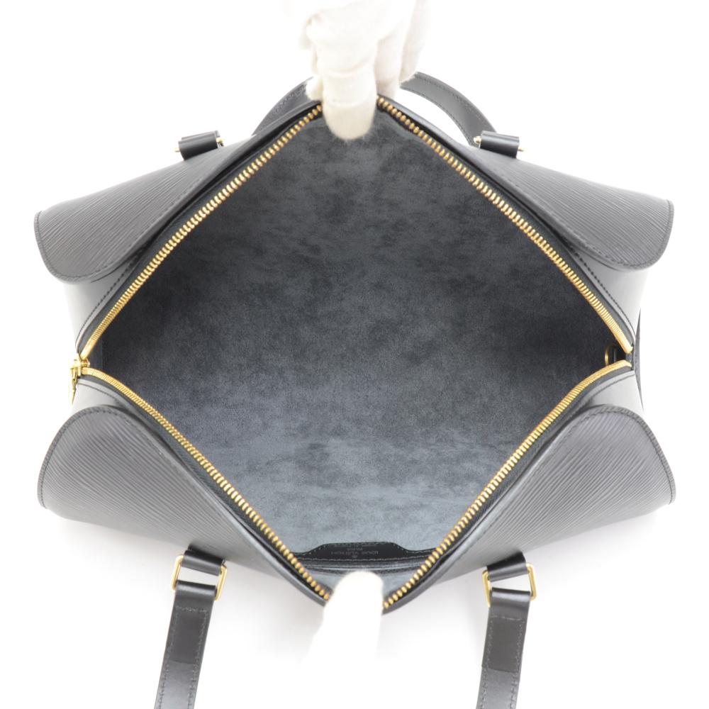 Vintage Louis Vuitton Soufflot Black Epi Leather Hand Bag + Pouch For Sale 6