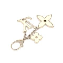 Louis Vuitton Fleur d'Epi White x Silver Tone Key Chain / Bag Charm