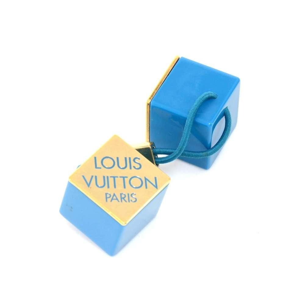 Beige Louis Vuitton Blue, Black & Clear Logo Cube Hair Tie Accessory - 3 Sets