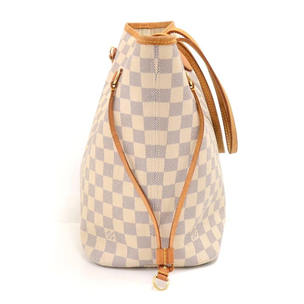Louis Vuitton Neverfull MM White Damier Azur Canvas Tote Bag In Good Condition In Fukuoka, Kyushu