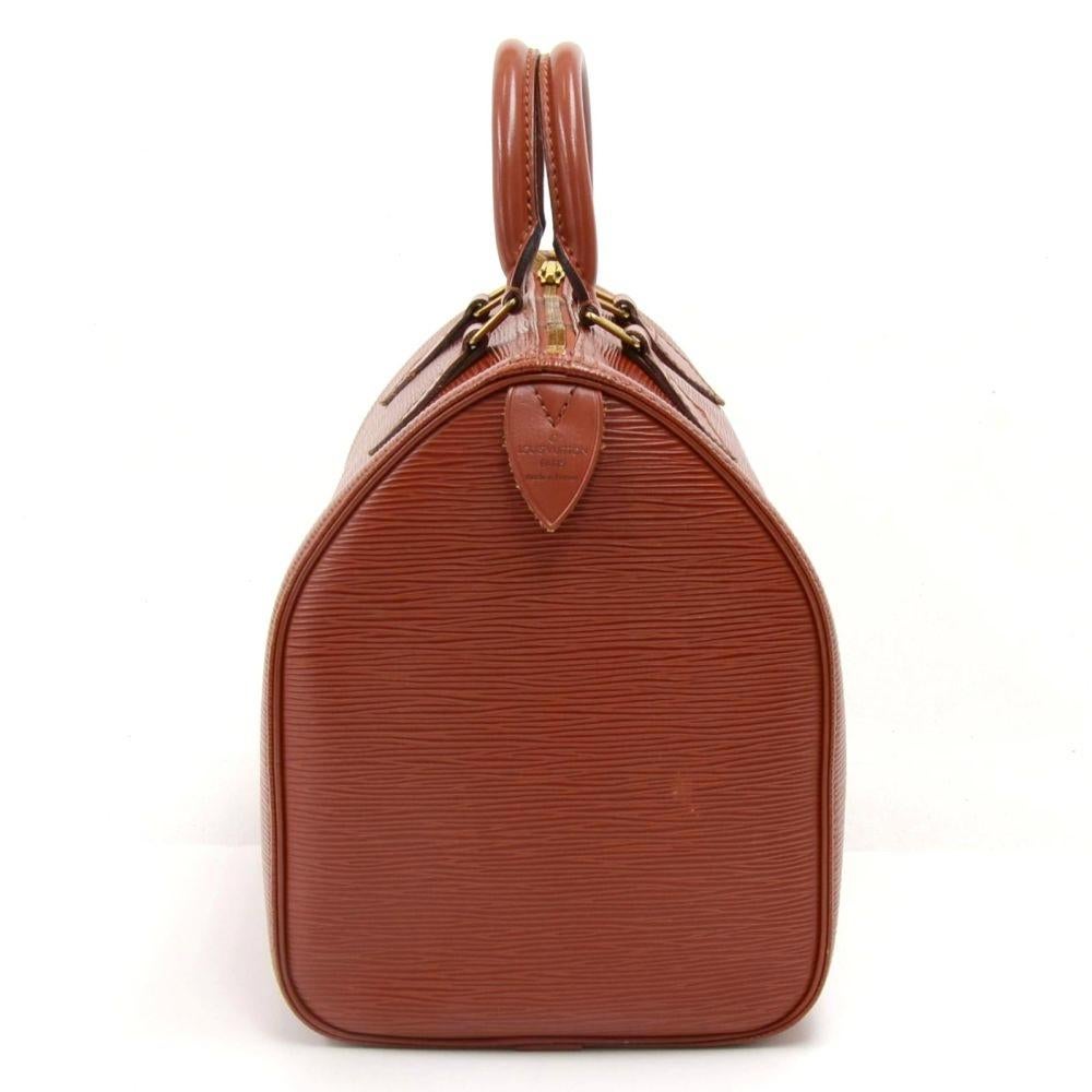 Brown Vintage Louis Vuitton Speedy 30 Kenyan Fawn Epi Leather City Hand Bag