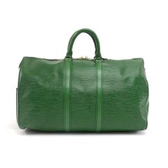Vintage Louis Vuitton Keepall 45 Green Epi Leather Duffle Travel Bag