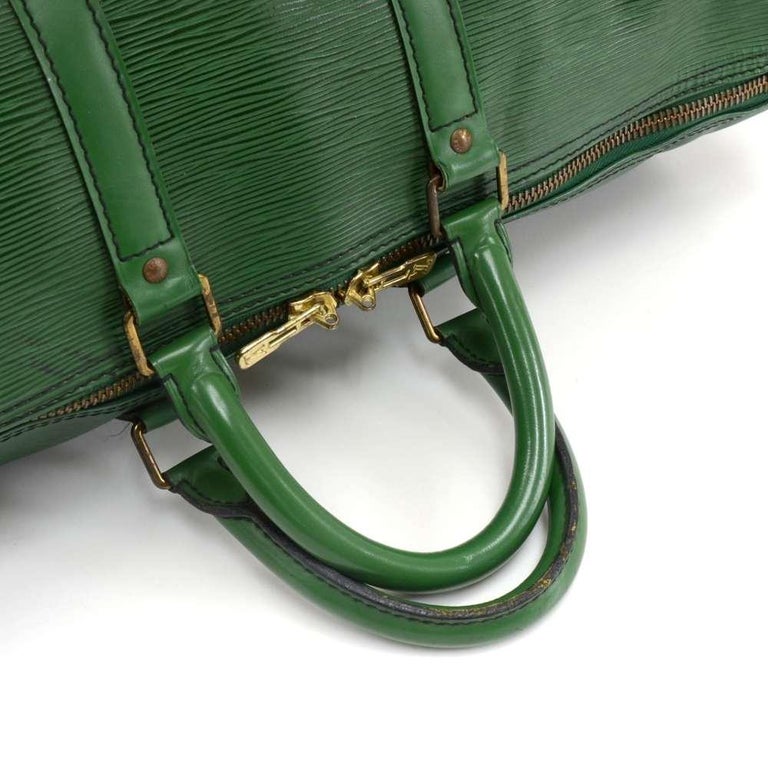 Keepall leather travel bag Louis Vuitton Green in Leather - 29806964