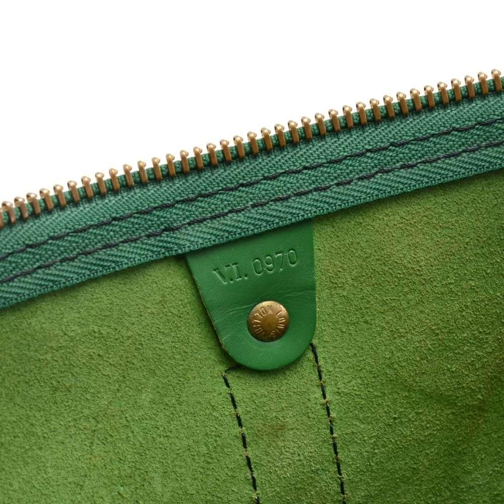 Vintage Louis Vuitton Keepall 45 Green Epi Leather Duffle Travel Bag For Sale 1