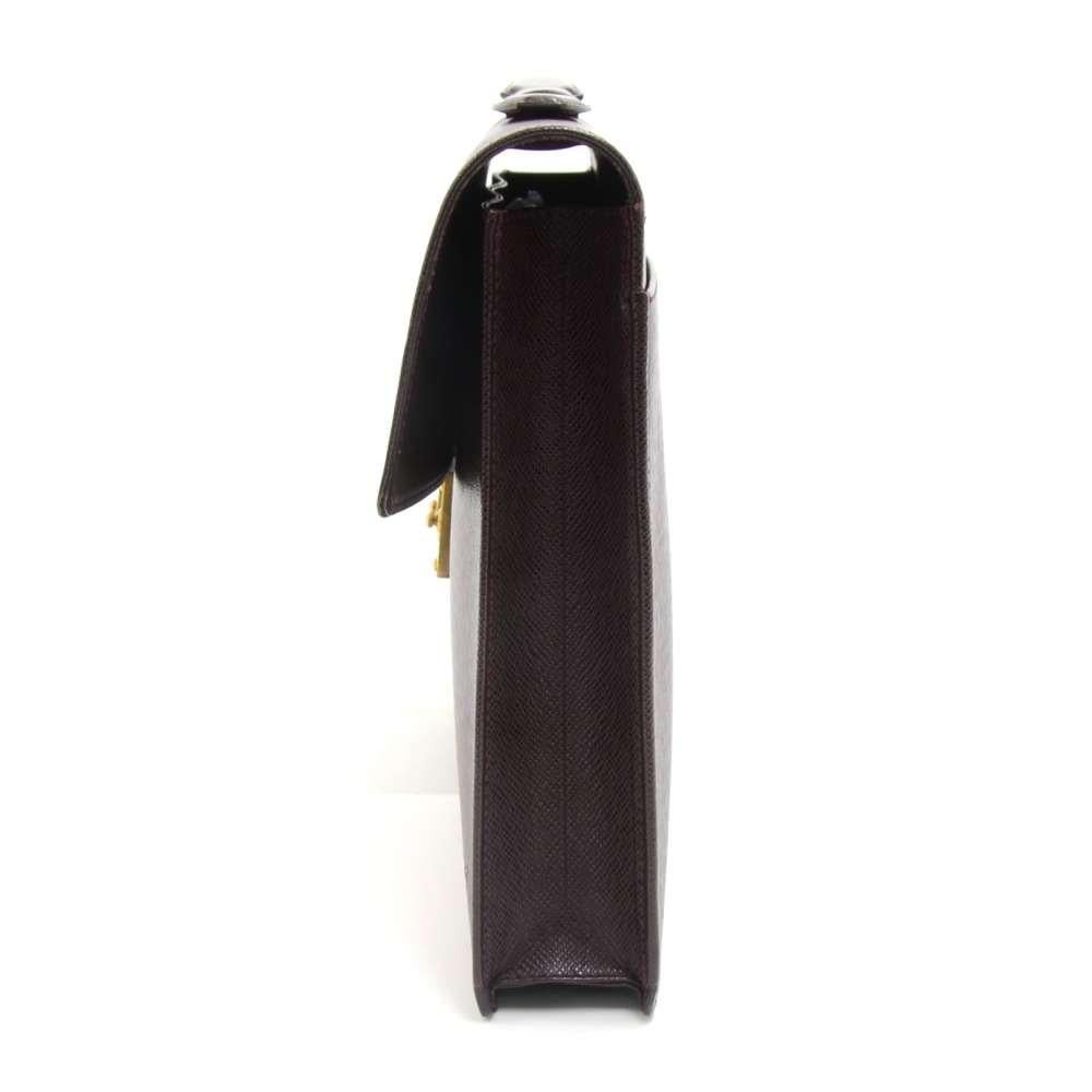 Black Vintage Louis Vuitton Serviette Kourad Burgundy Taiga Leather Briefcase Bag For Sale