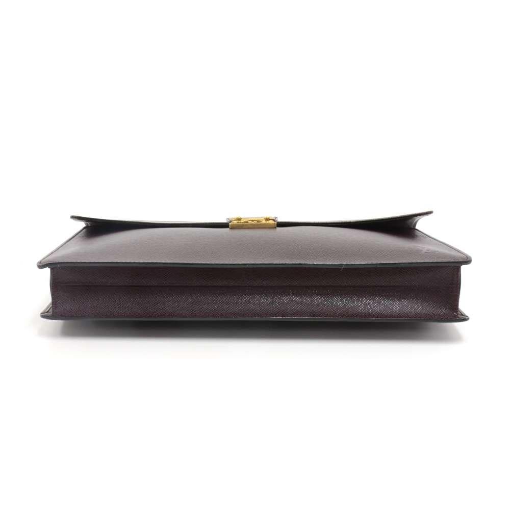 Women's Vintage Louis Vuitton Serviette Kourad Burgundy Taiga Leather Briefcase Bag For Sale