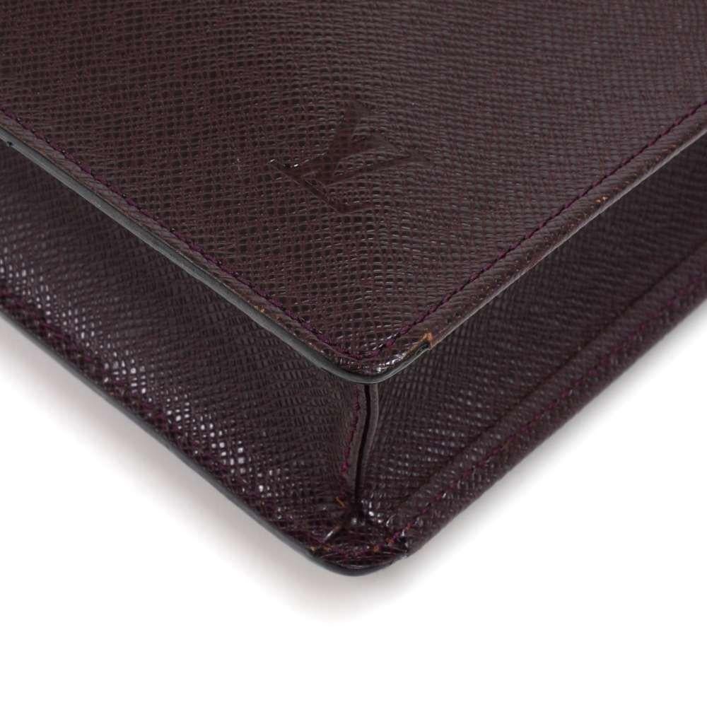 Vintage Louis Vuitton Serviette Kourad Burgundy Taiga Leather Briefcase Bag For Sale 2