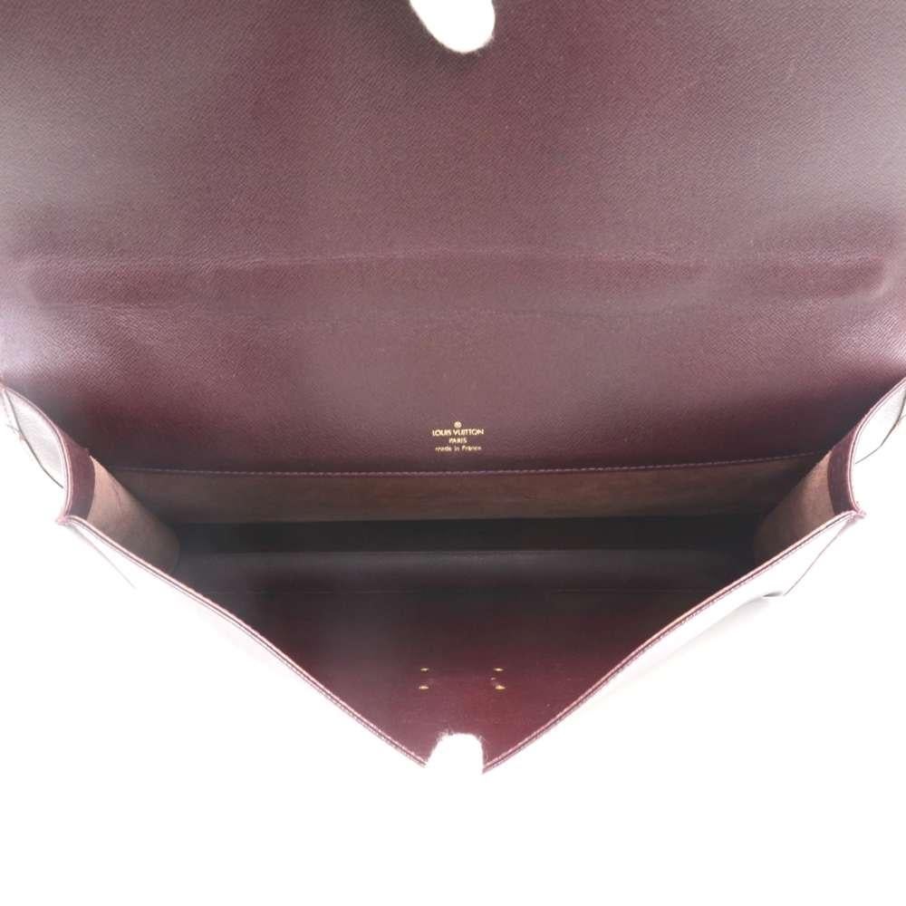 Vintage Louis Vuitton Serviette Kourad Burgundy Taiga Leather Briefcase Bag For Sale 4