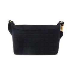 Chanel Black Cotton CC Logo Shoulder Bag