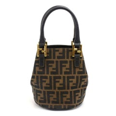 Vintage Fendi Tobacco Zucca Monogram Canvas Mini Bucket Bag