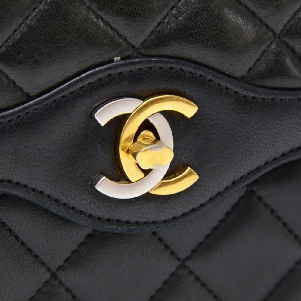 Vintage Chanel 2.55 10inch Double Flap Black Quilted Leather Paris Limited Bag 4