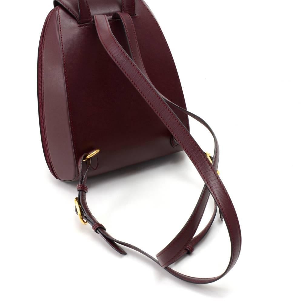 Vintage Cartier Burgundy Cowhide Leather Backpack Bag In Excellent Condition In Fukuoka, Kyushu