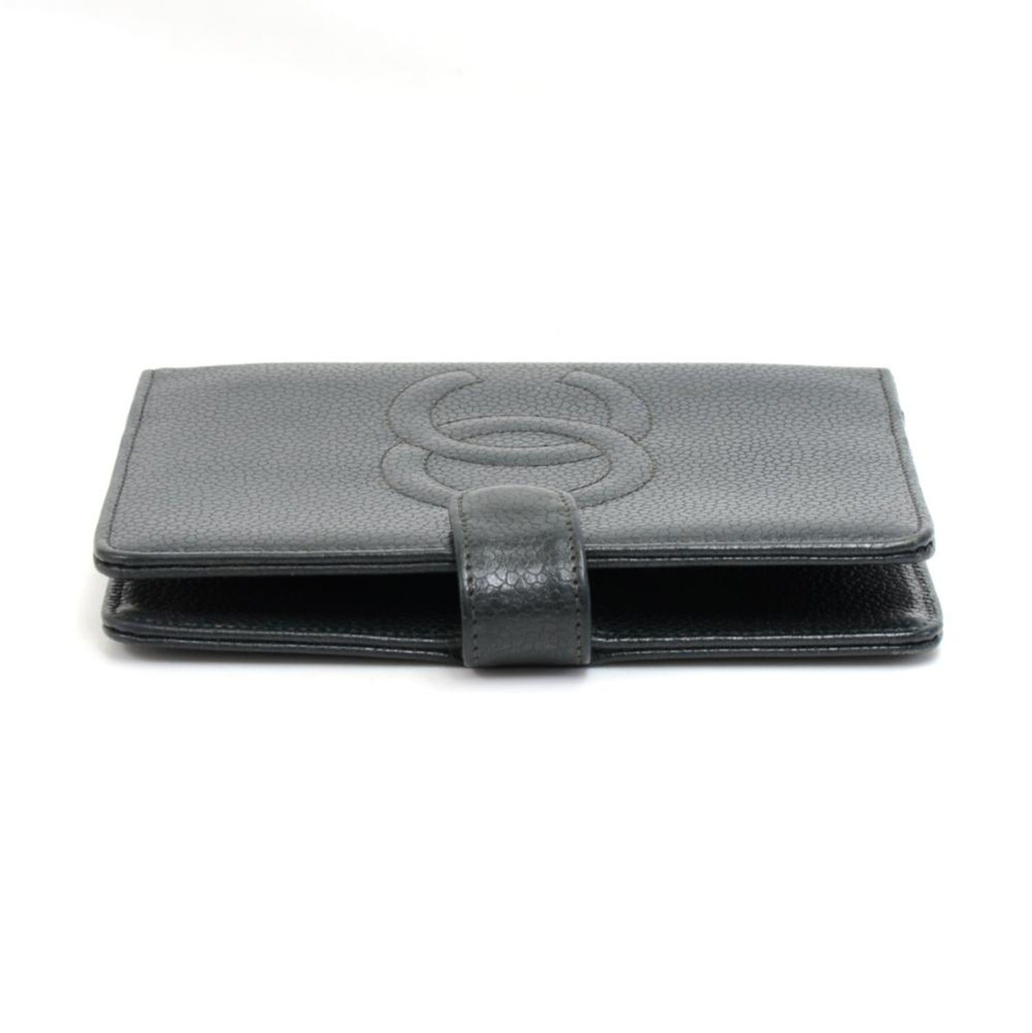 Vintage Chanel Black Caviar Leather 6 Ring Agenda Cover at 1stDibs