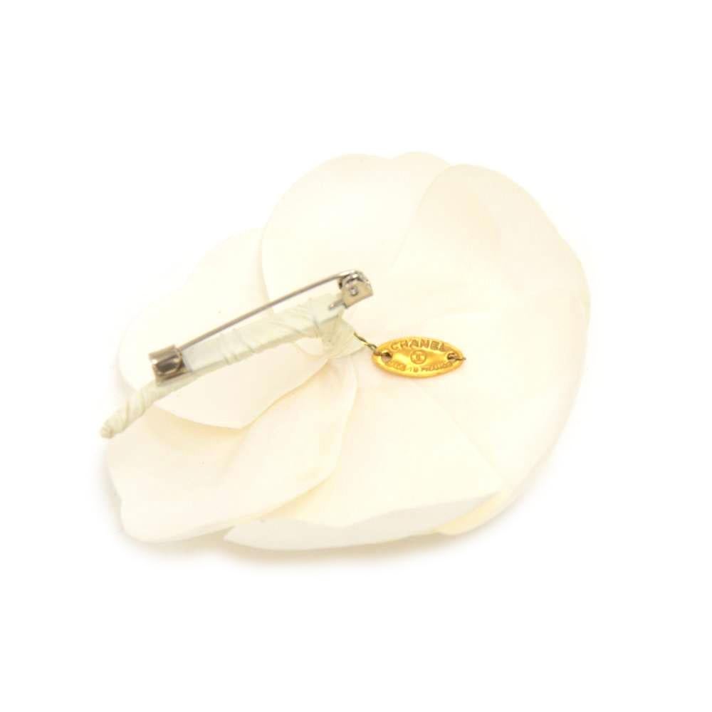 White Chanel Camellia Flower Brooch Pin For Sale