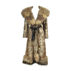 Stunning Cat Print with Finn Raccoon Collar 1960s 4
