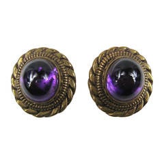 Stephen Dweck Massive Sterling Silver Bronze Amethyst Earrings New Old Stock