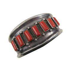 Pawn Southwestern Navajo Coral Cuff Bracelet 2