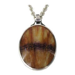 English Sterling Silver Double side Stone Pendant Necklace 4