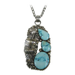Native American Navajo Turquoise Sterling Necklace 10