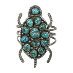 Pawn Southwestern Navajo Turtle Turquoise Cuff Bracelet 8