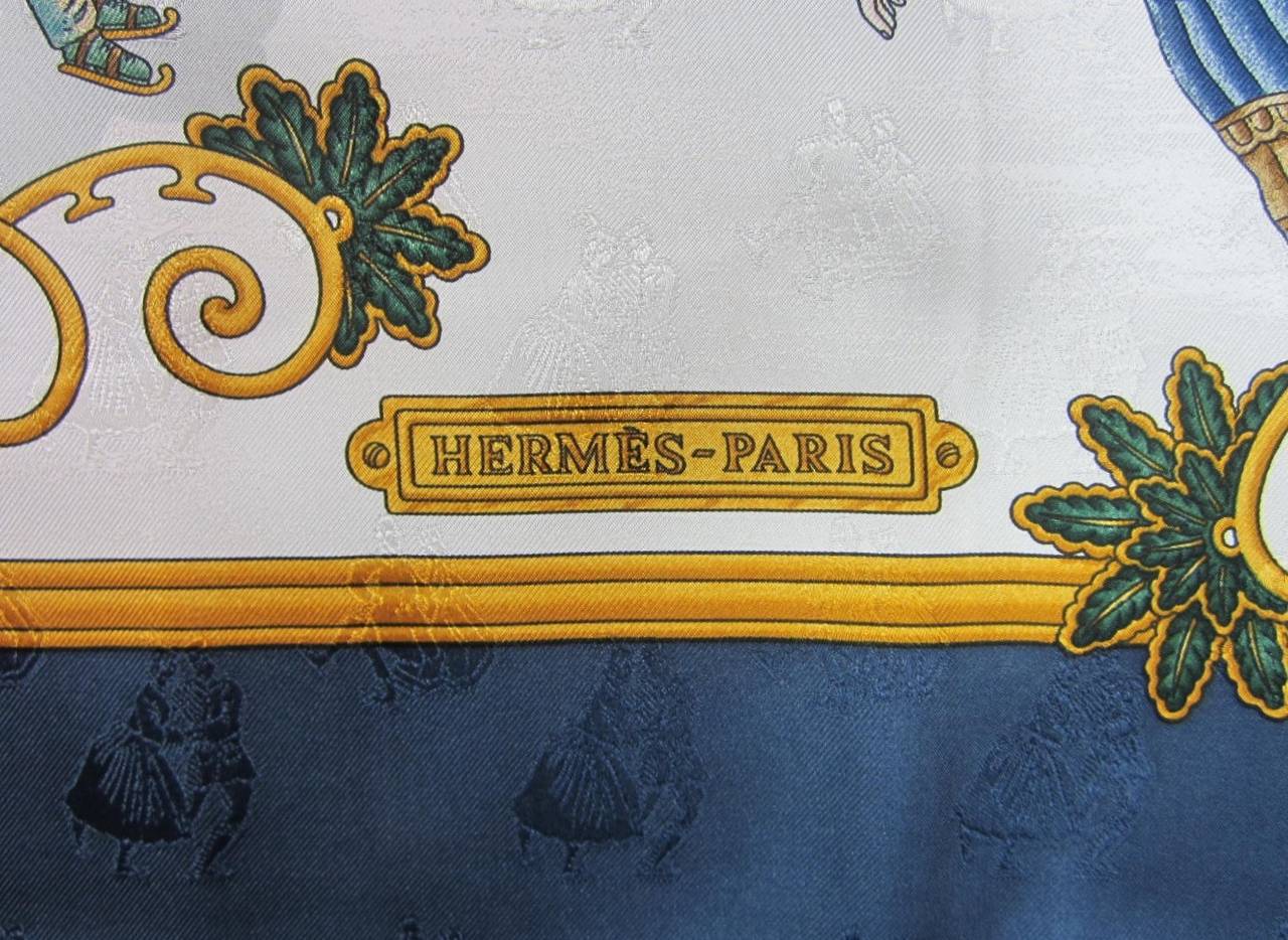 Hermes silk scarf joies d'hiver Ice Skating Never worn In New Condition In Wallkill, NY