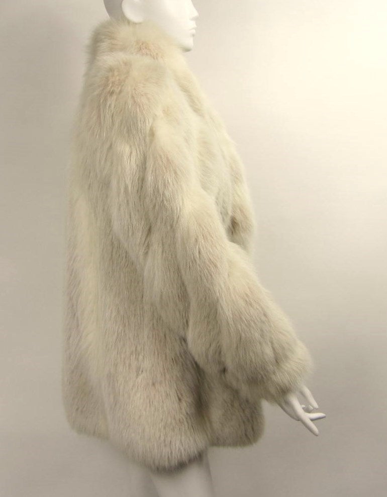 Over sized White Fox Fur Jacket Swirl Sleeves For Sale at 1stdibs