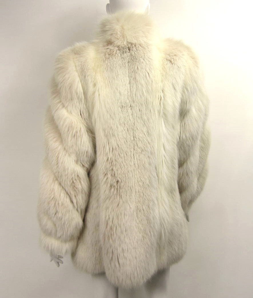 Over sized White Fox Fur Jacket Swirl Sleeves For Sale at 1stdibs