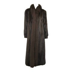 Ranch Mink Fur with Fox Collar & Trim Full length Coat 8