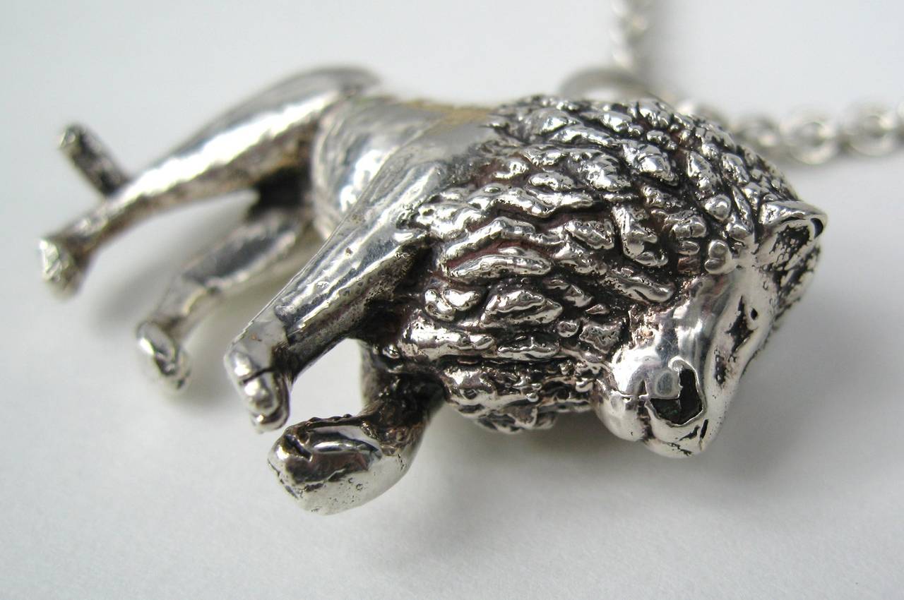 Sterling Silver Carol Felley Lion Necklace 1990s In New Condition In Wallkill, NY