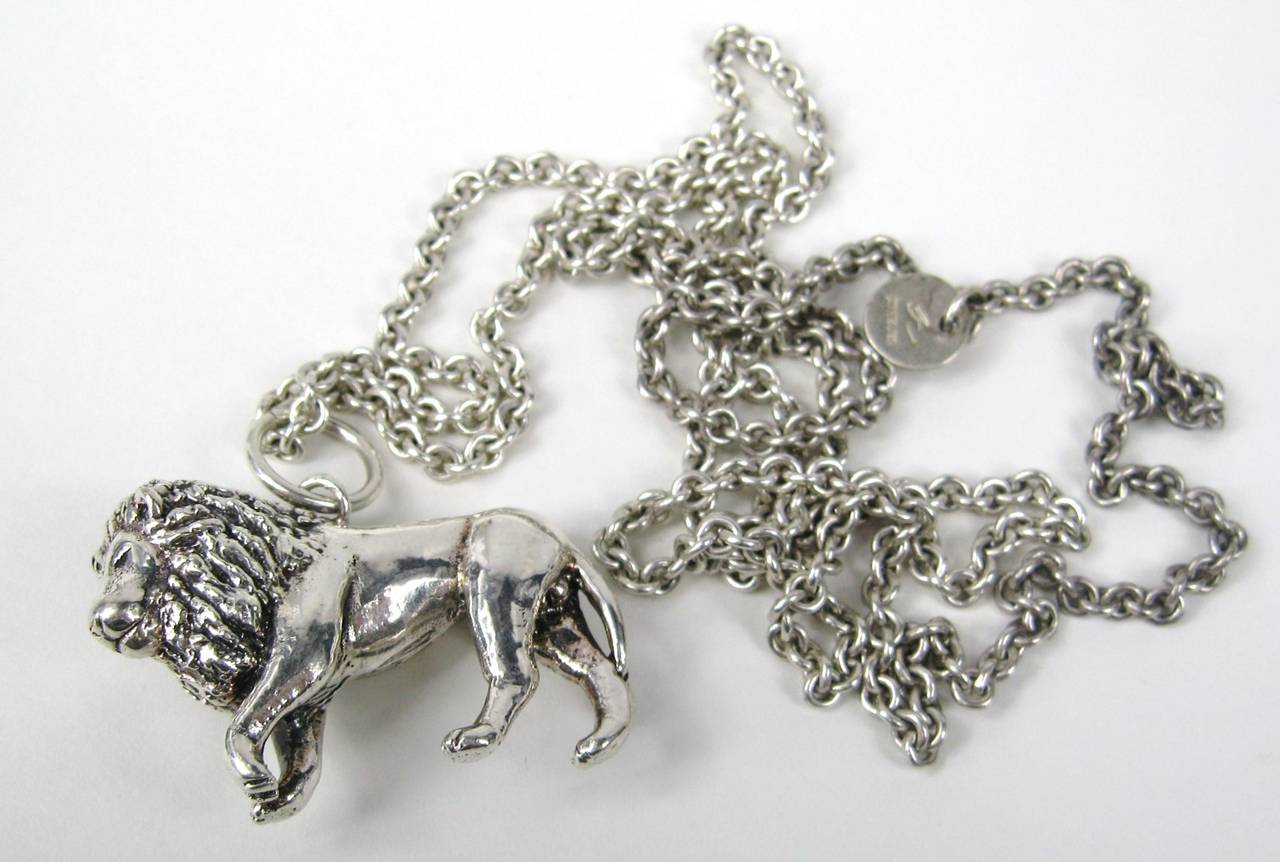 Women's Sterling Silver Carol Felley Lion Necklace 1990s