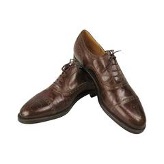 Brown 1970s Gucci Wingtip Oxfords Men's Shoe 12