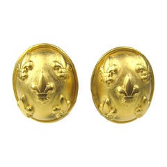 Karl Lagerfeld Black Gold Gilt Fleur de Lis Massive Earrings Never Worn 10