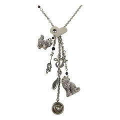 Vintage Sterling Silver Carol Felley Cat's Meow Charm Necklace