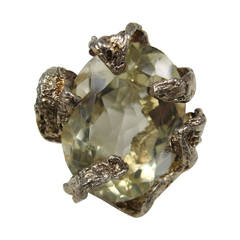 Massive Sterling silver Citrine brutalist ring 9