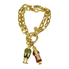 Karl Lagerfeld Gold Gilt Enameled Chain Link Bracelet Never worn 1