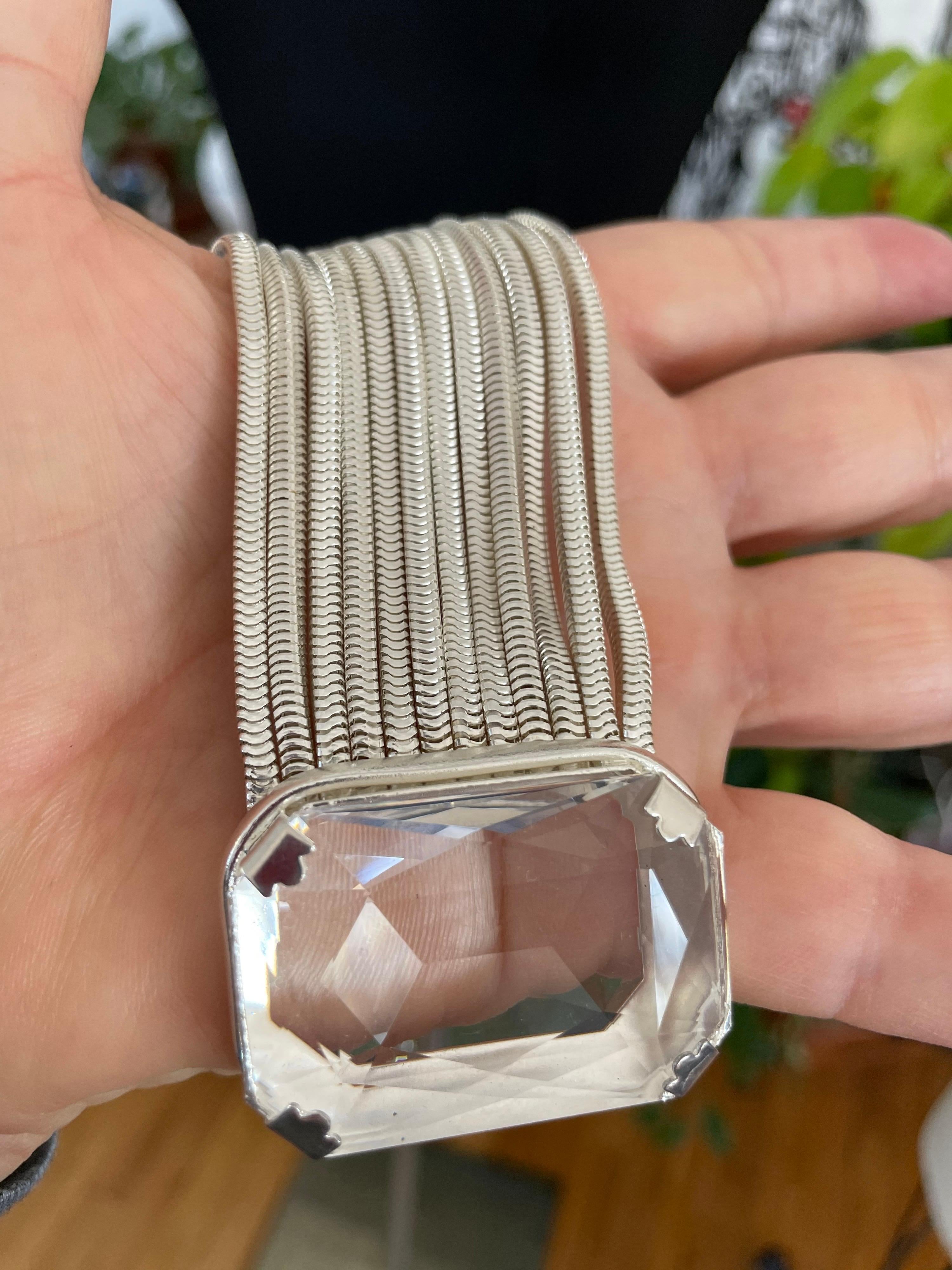 Women's Daniel Swarovski Necklace Crystal Runway Silver Snake Chain 1990s  For Sale