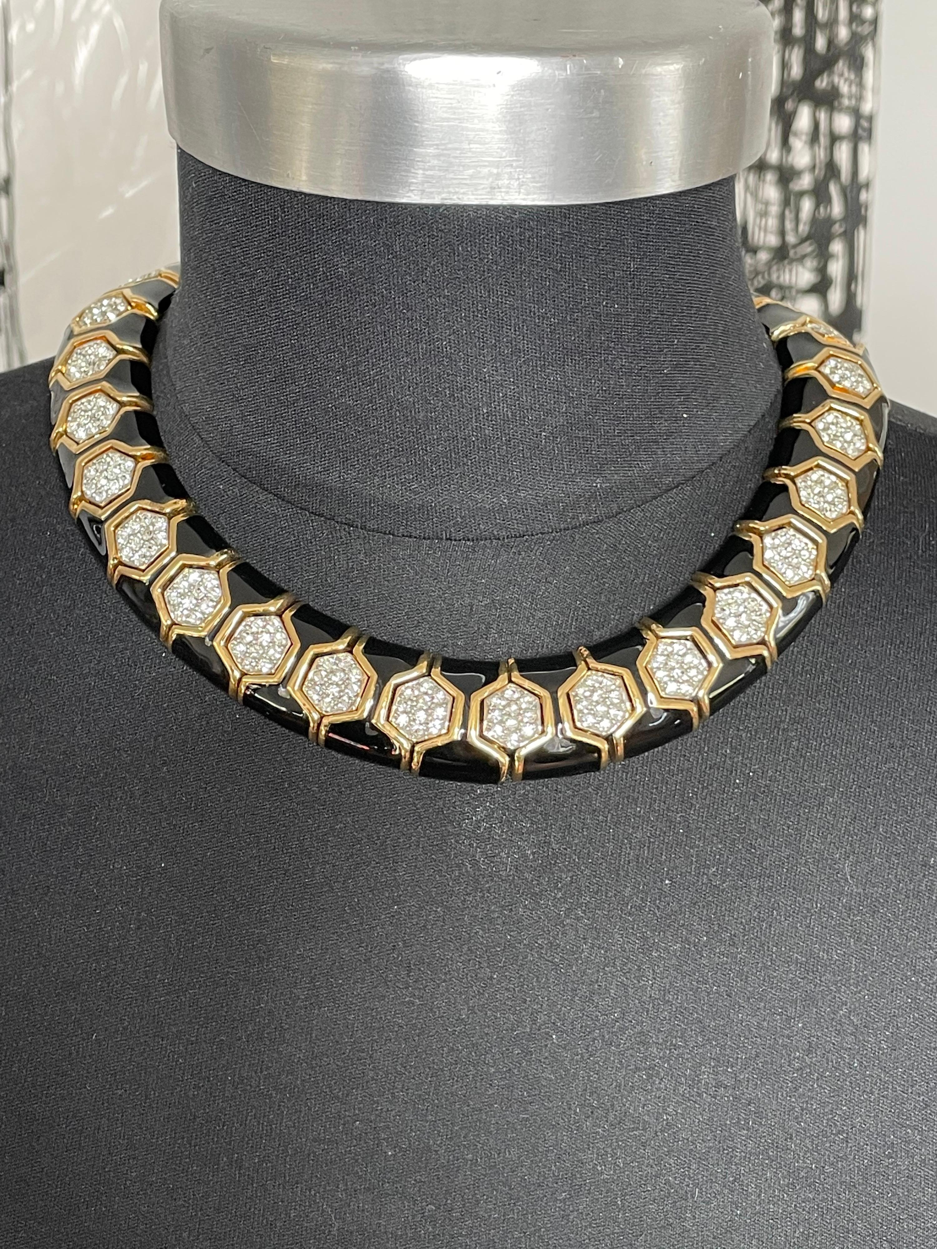  Ciner Enamel and Swarovski Crystal Choker Necklace New, Never Worn  In New Condition For Sale In Wallkill, NY