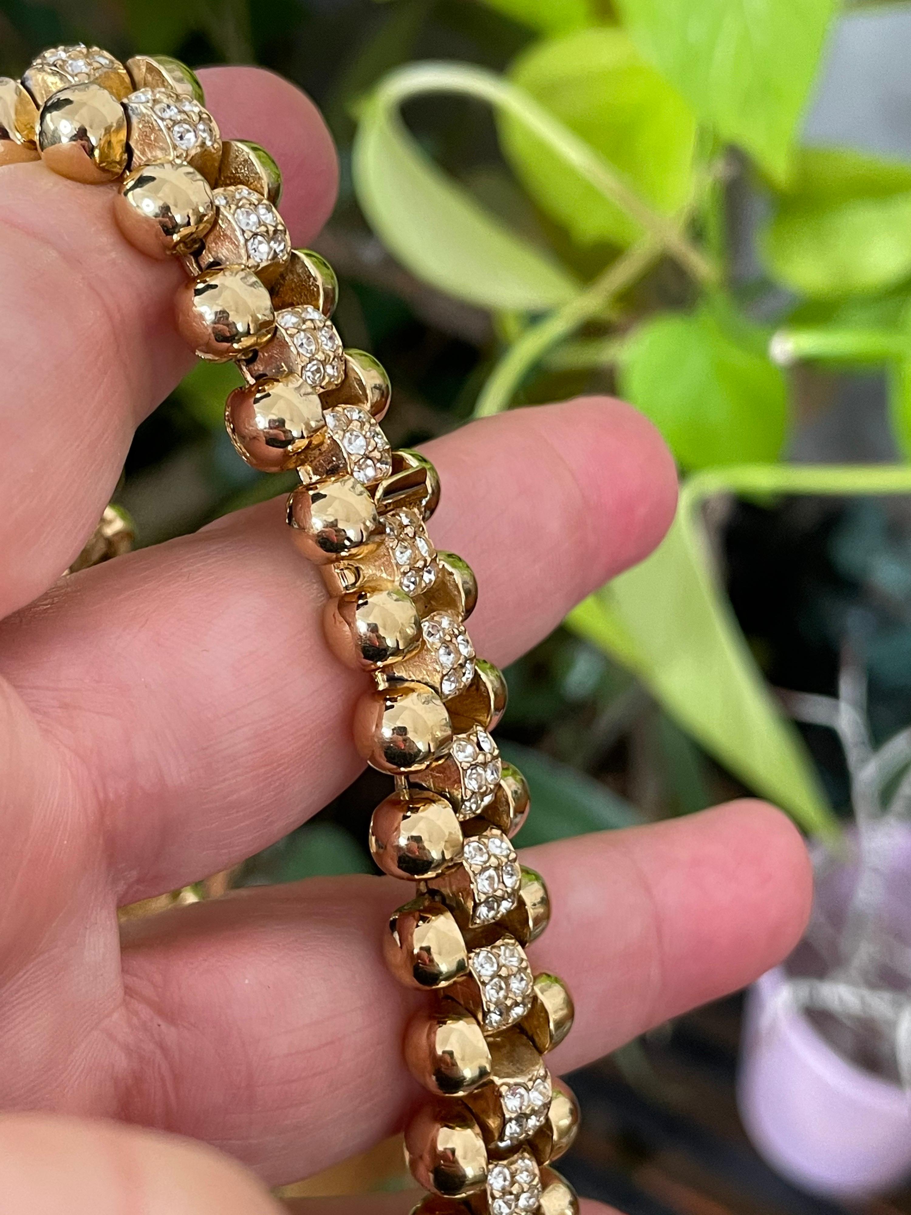 Ciner Swarovski Necklace Crystal Encrusted Gold tone 1990s For Sale 2