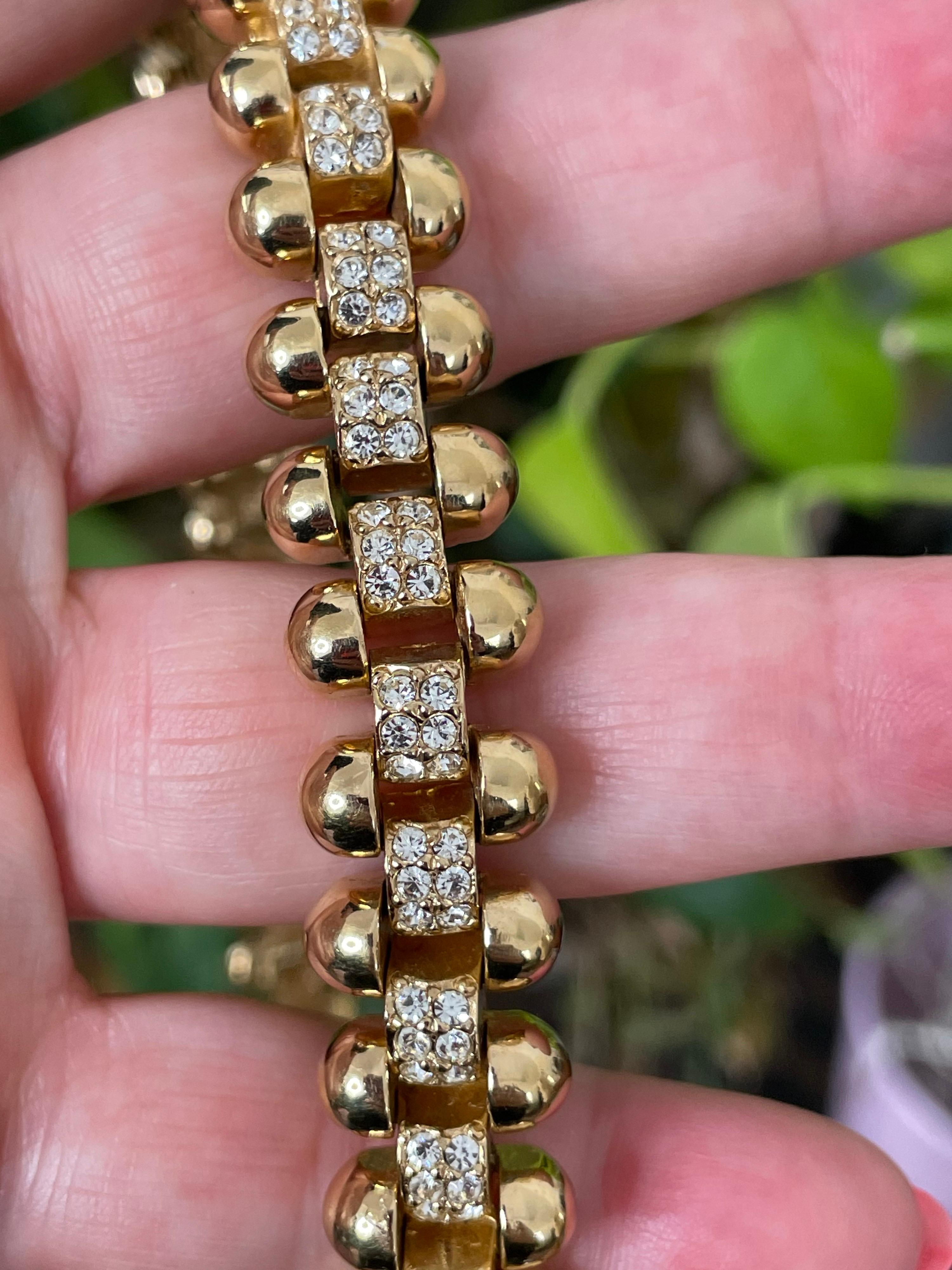 Ciner Swarovski Necklace Crystal Encrusted Gold tone 1990s For Sale 3