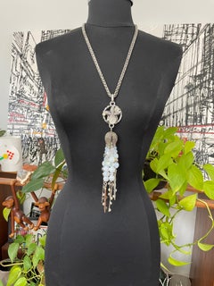 Philippe Ferrandis, collier goutte en perles de verre cascade, neuf, jamais porté, années 1990