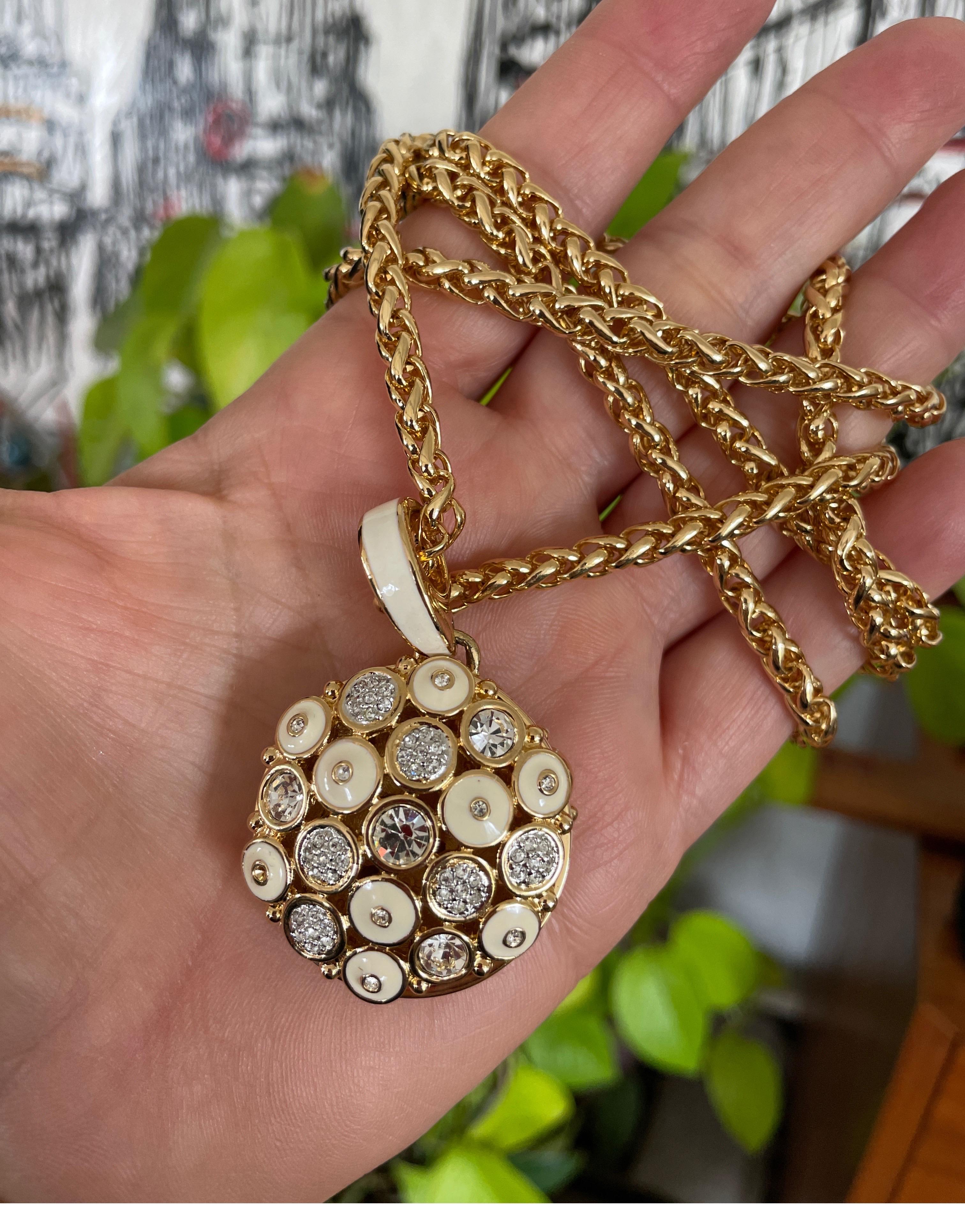  Swarovski Drop Necklace Bezel Crystal & Enamel Pendant New, Never Worn  For Sale 1