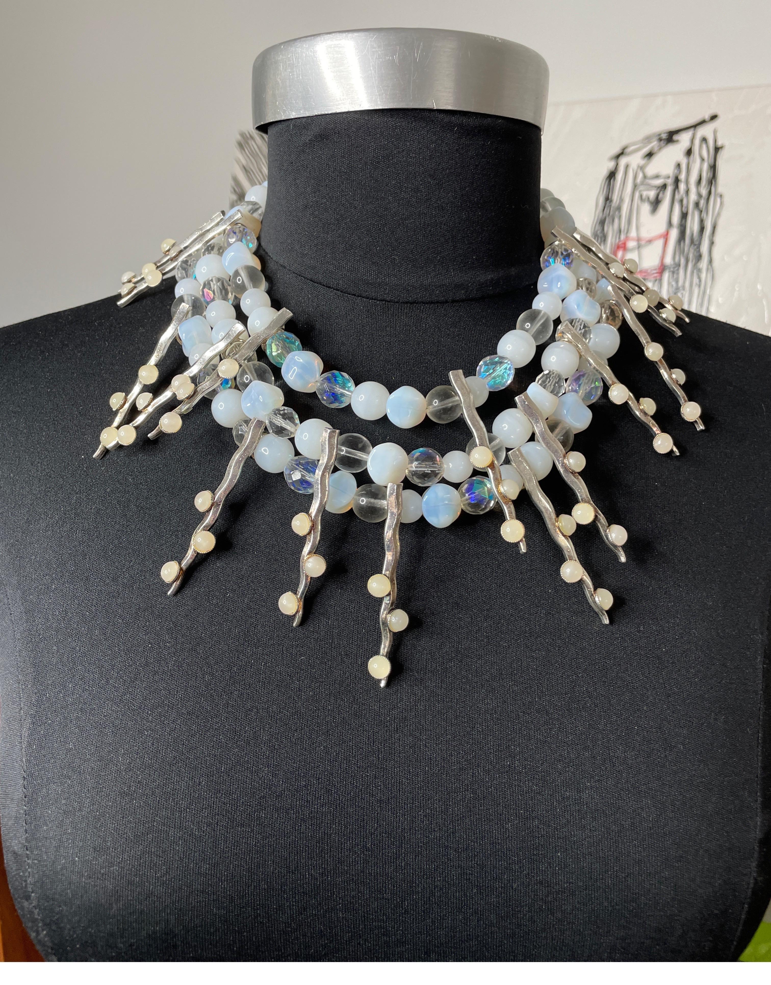 Philippe Ferrandis Glass Choker Bib Necklace  1990s For Sale 2