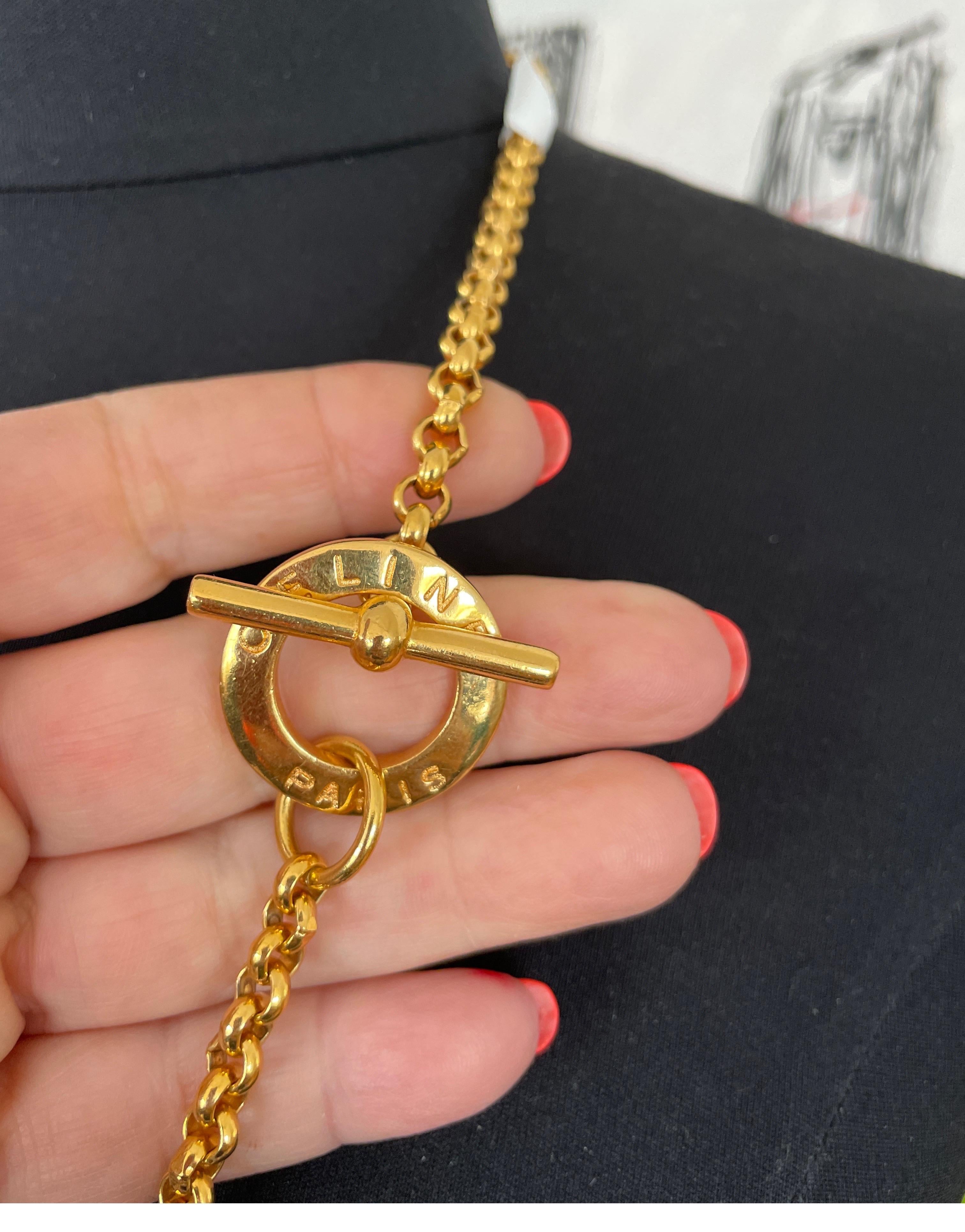 Celine Gold Gilt Star Moon Cut Out Disc Necklace  For Sale 2