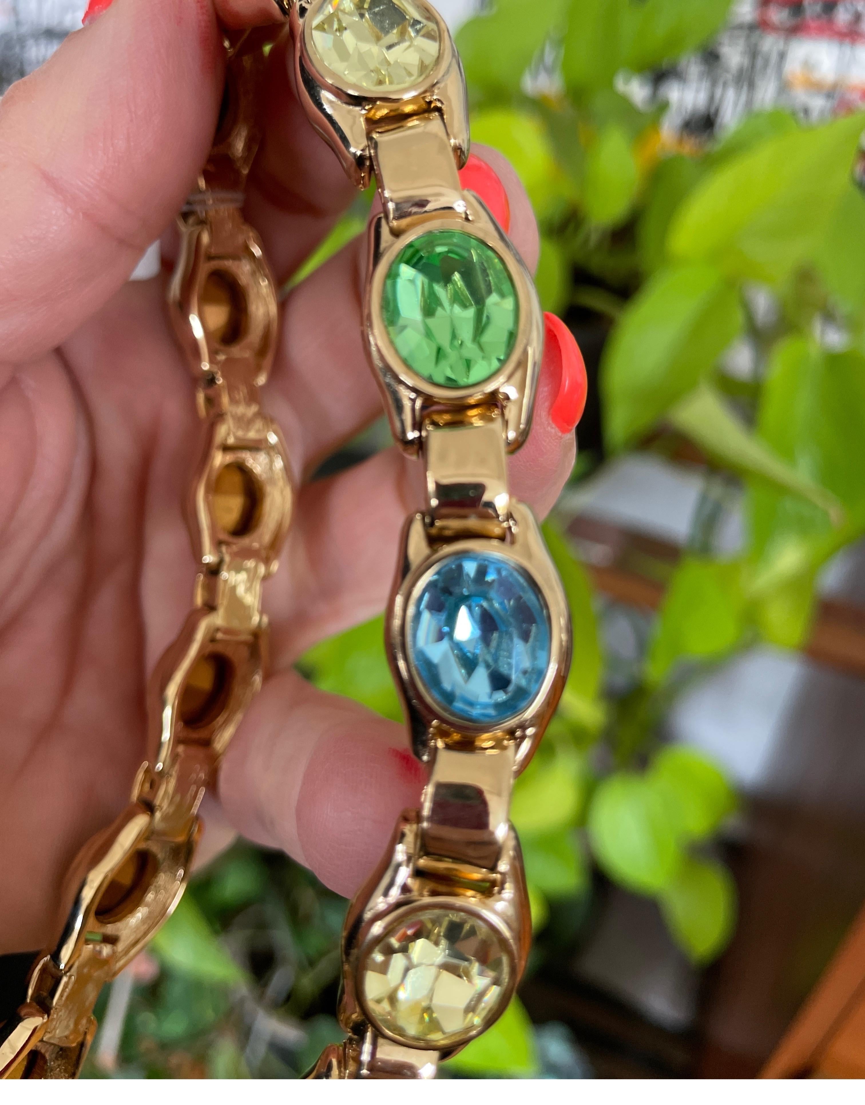 Ciner Halskette Grün Blau & Gelb Swarovski Kristall Neu,  Nie getragen -1980er Jahre im Angebot 3