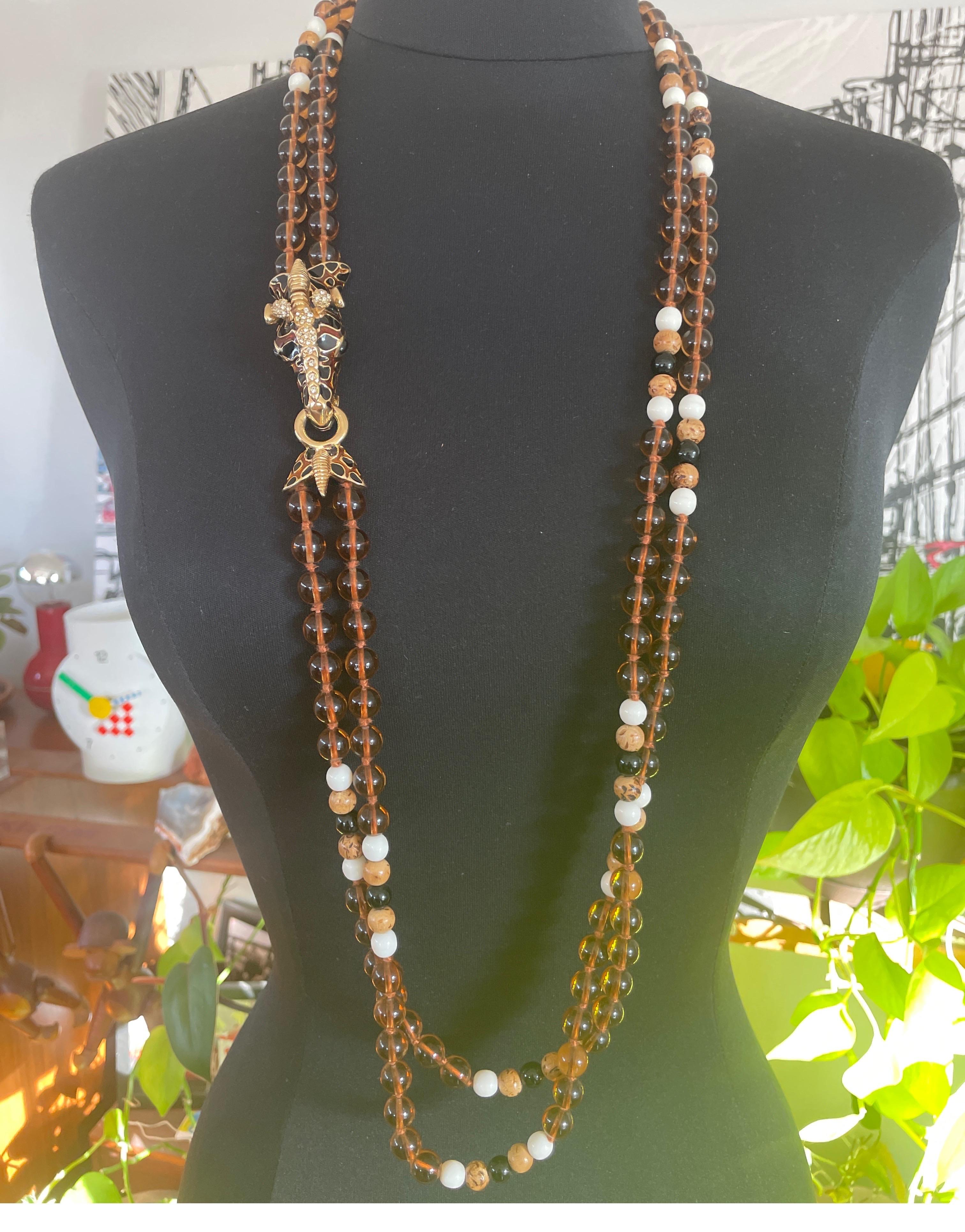 Women's Ciner Swarovski Crystal Double Beaded Giraffe Necklace, New Never worn 1980s  For Sale