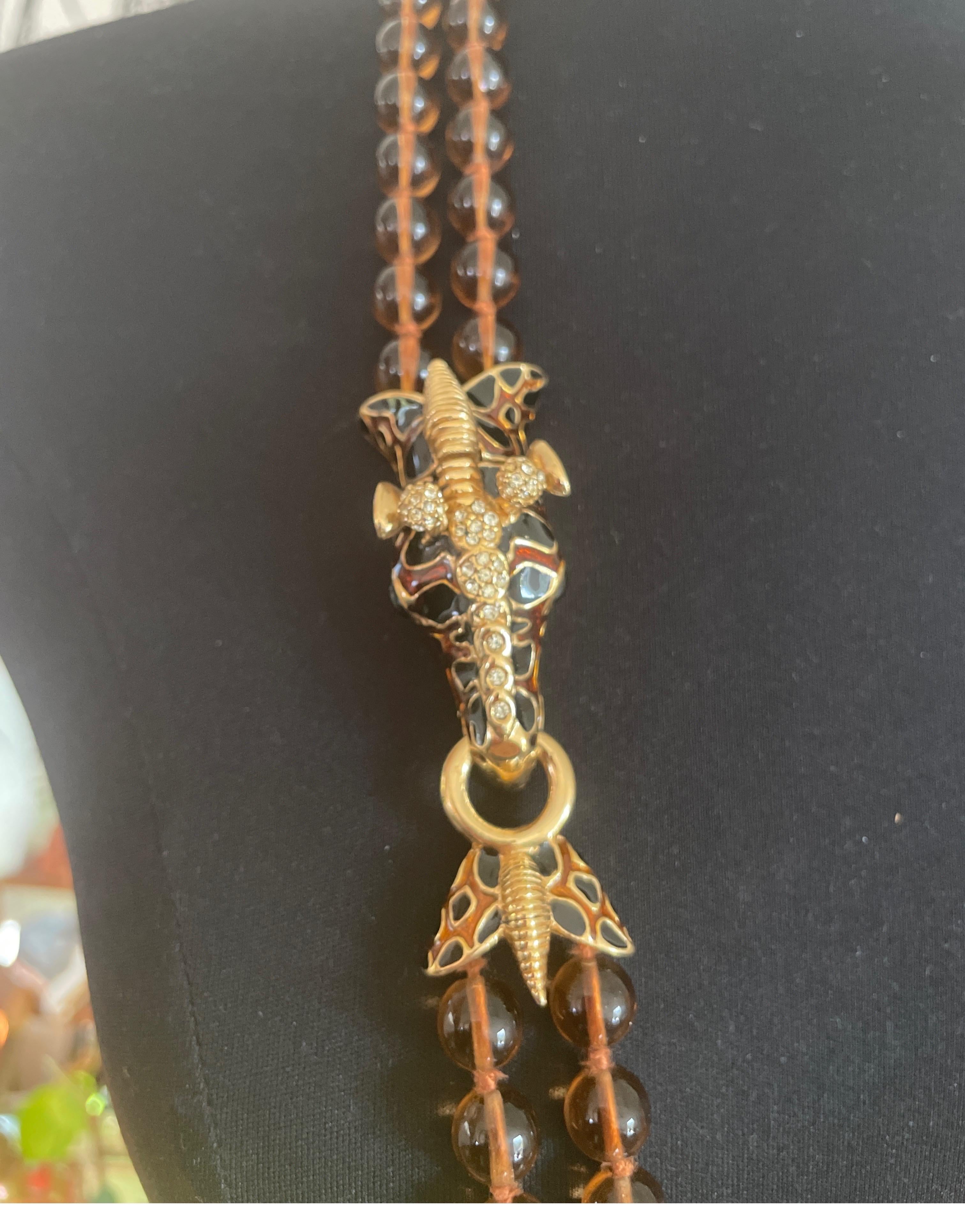 Ciner Swarovski Crystal Double Beaded Giraffe Necklace, New Never worn 1980s  For Sale 1