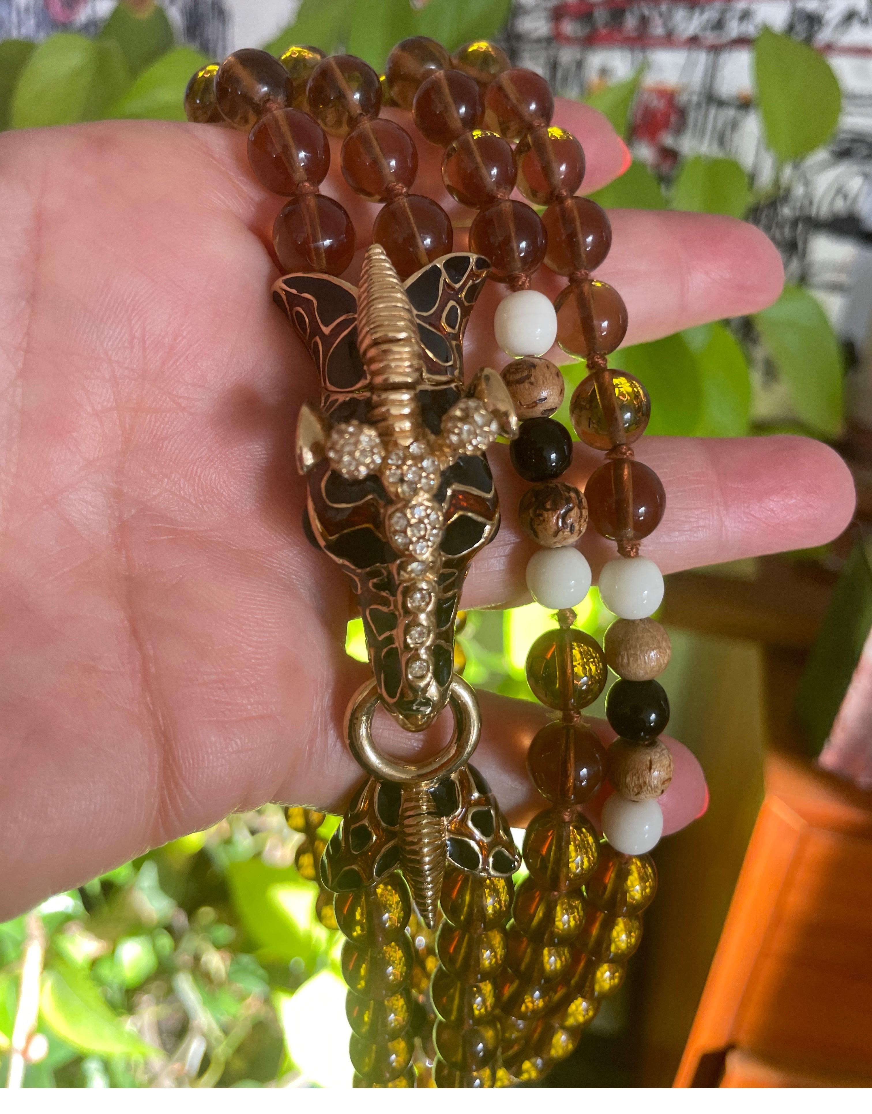 Collana Giraffa con doppia perlina in cristallo Ciner Swarovski, nuova mai indossata, anni '80 in vendita 5