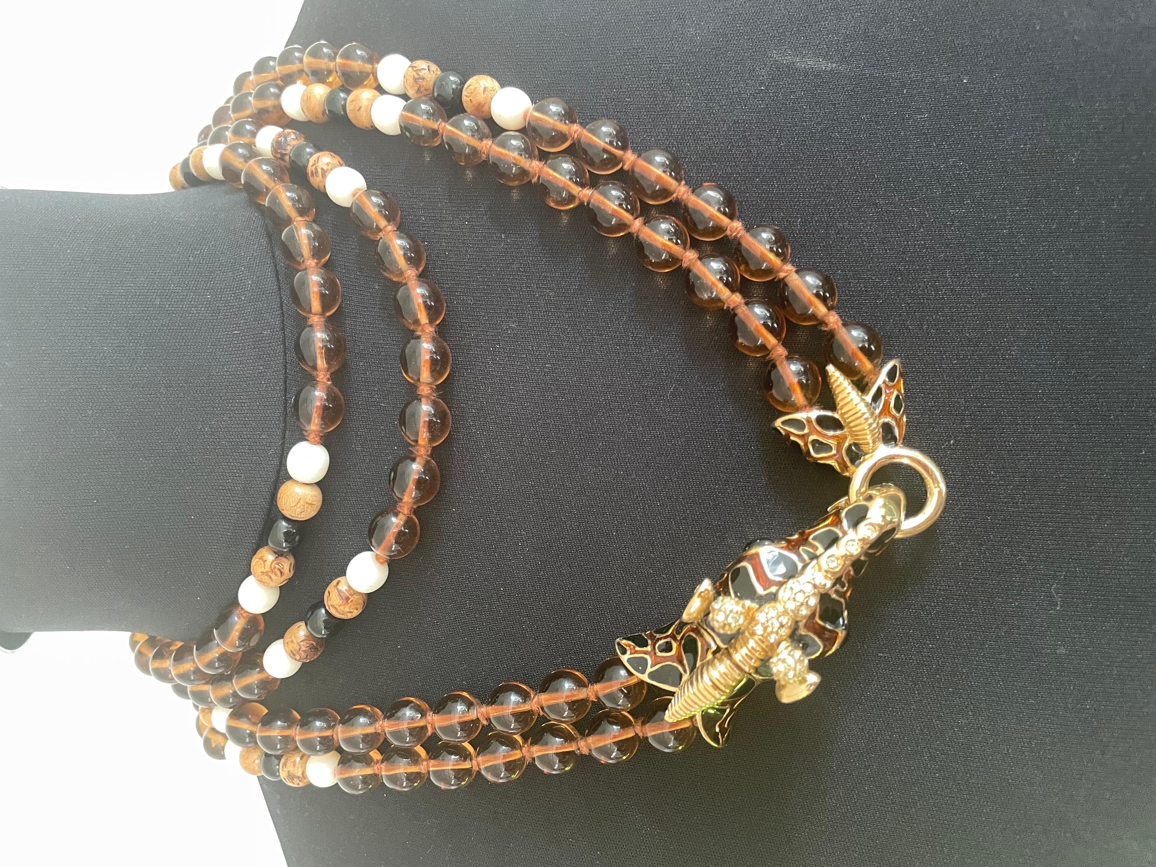 Ciner Swarovski Crystal Double Beaded Giraffe Necklace, New Never worn 1980s  For Sale 4