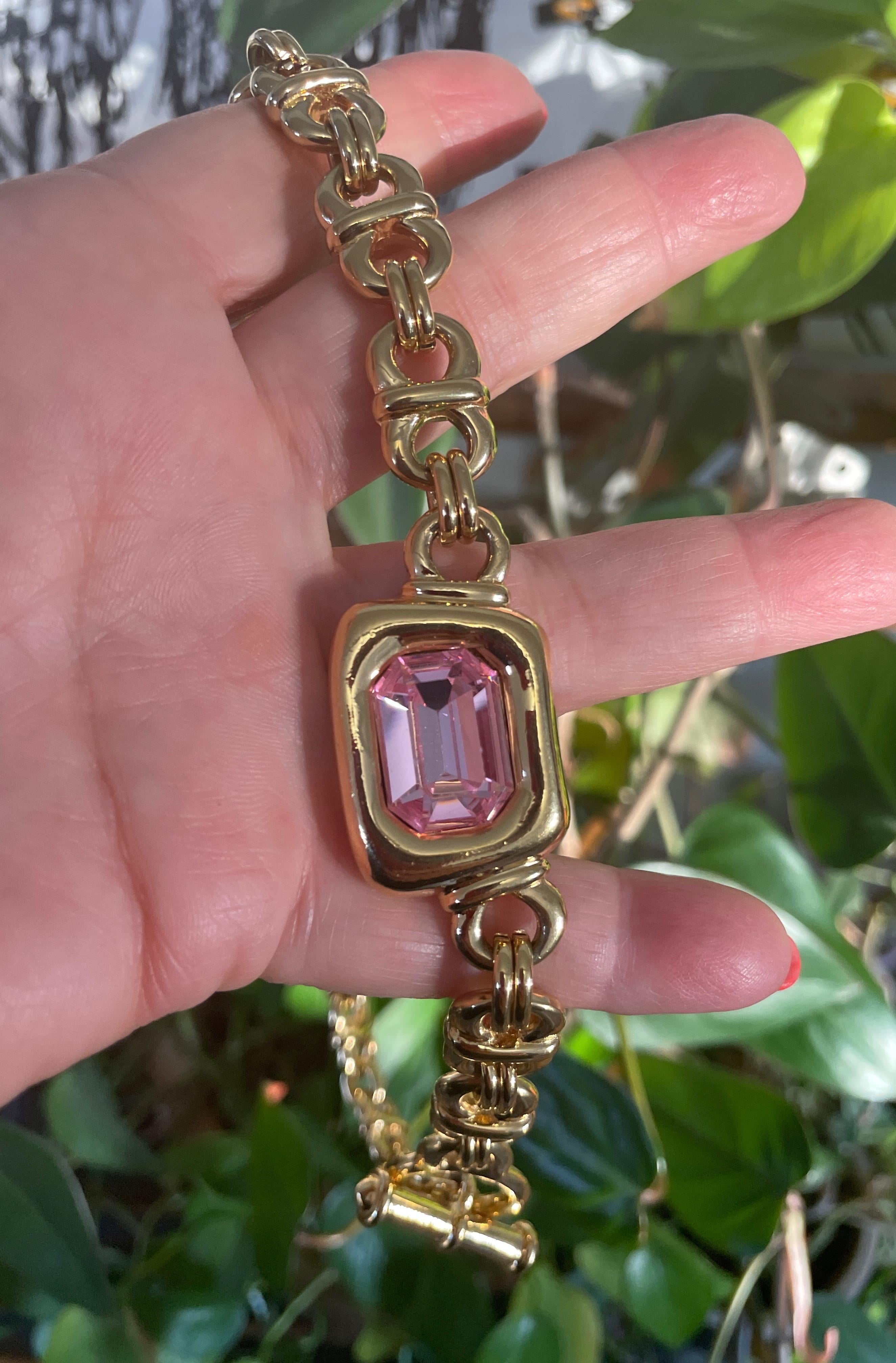 Stunning Ciner Pink swarovski Crystal Necklace 1980s New, never worn  For Sale 2